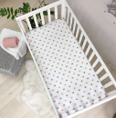 Husa saltea patuț bebe copii din bumbac 120 x 60 cm, Inimioare roz-gri (1)